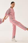 Buy_Cross A Line_Pink Cotton, Linen Round Neck Bine Shirt And Straight-fit Trouser Set _Online_at_Aza_Fashions