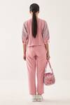 Shop_Cross A Line_Pink Cotton, Linen Round Neck Bine Shirt _at_Aza_Fashions