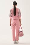 Shop_CROSS A LINE_Pink Cotton Linen Solid Bine Straight-fit Trouser  _at_Aza_Fashions