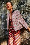 Shop_SVA by Sonam & Paras Modi_Multi Color Noor Linen Embroidered Jacket And Pant Set_at_Aza_Fashions