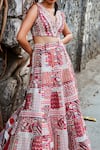 Shop_SVA by Sonam & Paras Modi_Multi Color Crepe Printed Geometric V Neck Lehenga And Blouse Set _at_Aza_Fashions