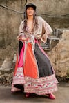 Buy_SVA by Sonam & Paras Modi_Multi Color Shimmer Crepe Embellished Thread Colorblock Lehenga And Shirt Set _at_Aza_Fashions