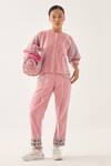 Buy_Cross A Line_Pink Cotton, Linen Round Neck Bine Shirt And Straight-fit Trouser Set _at_Aza_Fashions