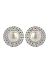 Sica Jewellery_White Embellished Pearl Stud Earrings _Online_at_Aza_Fashions