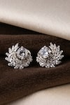 Buy_Sica Jewellery_White Embellished Moonshine Cubic Zirconia Stud Earrings_at_Aza_Fashions