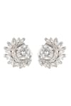 Shop_Sica Jewellery_White Embellished Moonshine Cubic Zirconia Stud Earrings_at_Aza_Fashions