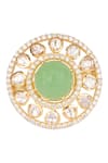 Buy_Sica Jewellery_Green Embellished Moissanite Polki Ring _at_Aza_Fashions