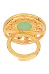 Shop_Sica Jewellery_Green Embellished Moissanite Polki Ring _at_Aza_Fashions