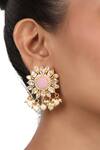 Sica Jewellery_Pink Moissanite Polki Rose Quartz Embellished Long Necklace Set_Online_at_Aza_Fashions