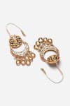 Buy_Dugran By Dugristyle_Peach Pearls, Stones, Diamonds Mughal Kundan Embellished Chandbalis _Online_at_Aza_Fashions