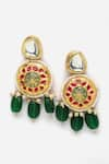 Dugran By Dugristyle_Green Kundan And Natural Stone Embellished Earrings _Online_at_Aza_Fashions