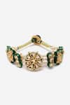 Dugran By Dugristyle_Green Pearls Kundan And Faux Emerald Embellished Bracelet _Online_at_Aza_Fashions