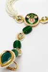 Buy_Dugran By Dugristyle_Green Pearls Floral Meenakari Work Haathphool _Online_at_Aza_Fashions