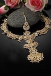 Buy_Dugran By Dugristyle_Gold Plated Kundan And Pearl Embellished & Mathapatti _at_Aza_Fashions