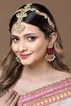 Shop_Dugran By Dugristyle_Gold Plated Kundan And Pearl Embellished & Mathapatti _at_Aza_Fashions