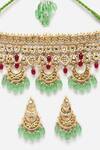 Buy_Dugran By Dugristyle_Multi Color Pearls, Kundan And Natural Stone Embellished Choker Necklace Set _Online_at_Aza_Fashions