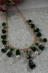 Buy_Dugran By Dugristyle_Green Meenakari Work Natural Stones Embellished Necklace _at_Aza_Fashions