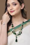 Shop_Dugran By Dugristyle_Green Meenakari Work Natural Stones Embellished Necklace _at_Aza_Fashions