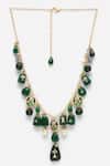 Dugran By Dugristyle_Green Meenakari Work Natural Stones Embellished Necklace _Online_at_Aza_Fashions
