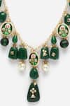 Buy_Dugran By Dugristyle_Green Meenakari Work Natural Stones Embellished Necklace _Online_at_Aza_Fashions