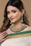 Shop_Dugran By Dugristyle_Green Kundan And Natural Stones Embellished Necklace _at_Aza_Fashions