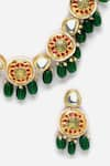 Buy_Dugran By Dugristyle_Green Kundan Natural Stone And Embellished Necklace Set _Online_at_Aza_Fashions