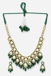 Dugran By Dugristyle Green Pearls, Fabric Flowers, Stones Natural Embellished Necklace Set Online at Aza Fashions Dugran By Dugristyle_Green Pearls, Fabric Flowers, Stones Natural Embellished Necklace Set _Online_at_Aza_Fashions