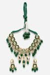 Dugran By Dugristyle_Green Meenakari Work Natural Stone Embellished Choker Necklace Set _Online_at_Aza_Fashions