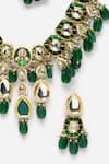 Buy_Dugran By Dugristyle_Green Meenakari Work Natural Stone Embellished Choker Necklace Set _Online_at_Aza_Fashions