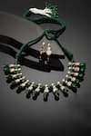 Buy_Dugran By Dugristyle_Green Kundan Natural Stone And Embellished Choker Necklace Set_at_Aza_Fashions