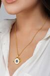 ZARIIN Gold Plated Evil Eye And Hamsa Hand Embellished Pendant Necklace Online at Aza Fashions ZARIIN_Gold Plated Evil Eye And Hamsa Hand Embellished Pendant Necklace _Online_at_Aza_Fashions