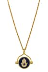 Shop ZARIIN Gold Plated Evil Eye And Hamsa Hand Embellished Pendant Necklace Shop_ZARIIN_Gold Plated Evil Eye And Hamsa Hand Embellished Pendant Necklace