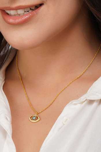 ZARIIN_Gold Plated Evil Eye Shaped Pendant Necklace _Online_at_Aza_Fashions