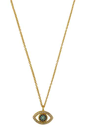 Buy_ZARIIN_Gold Plated Evil Eye Shaped Pendant Necklace _Online_at_Aza_Fashions
