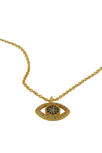 Shop_ZARIIN_Gold Plated Evil Eye Shaped Pendant Necklace _Online_at_Aza_Fashions