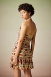 Shop_Verb by Pallavi Singhee_Multi Color Viscose Georgette Printed Ikat Halter Dress _at_Aza_Fashions