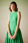 Verb by Pallavi Singhee_Green Polyester Round Sleeveless Flared Dress _Online_at_Aza_Fashions