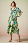 Buy_Verb by Pallavi Singhee_Multi Color Viscose Lurex Georgette Floral Bloom Print Kaftan_at_Aza_Fashions