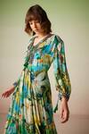 Verb by Pallavi Singhee_Multi Color Viscose Lurex Georgette Floral Bloom Print Kaftan_Online_at_Aza_Fashions