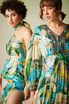 Buy_Verb by Pallavi Singhee_Multi Color Viscose Lurex Georgette Floral Bloom Print Kaftan_Online_at_Aza_Fashions