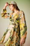 Verb by Pallavi Singhee_Multi Color Viscose Lurex Georgette Tropical Floral Print Dress_Online_at_Aza_Fashions