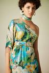 Buy_Verb by Pallavi Singhee_Multi Color Viscose Lurex Georgette Tropical Floral Print One Shoulder Dress_Online_at_Aza_Fashions
