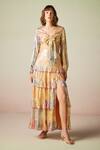 Buy_Verb by Pallavi Singhee_Multi Color Viscose Lurex Georgette Sequin Embellished Crop Top_at_Aza_Fashions
