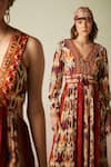 Buy_Verb by Pallavi Singhee_Multi Color Geometric Print Maxi Dress_Online_at_Aza_Fashions
