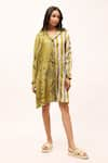 Kritika Murarka_Green Cotton Silk Printed Floral Spread Collar Shirt Dress  _Online_at_Aza_Fashions