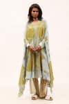 Buy_Kritika Murarka_Green Viscose Crepe Printed Floral V Neck Kaftan Dress  _at_Aza_Fashions