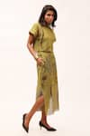 Kritika Murarka_Green Cotton Net Printed Floral High Neck Crop Top And Skirt Set  _Online_at_Aza_Fashions