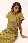 Kritika Murarka_Green Cotton Net Printed Floral High Neck Crop Top And Skirt Set  _at_Aza_Fashions