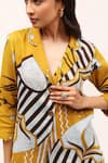 Kritika Murarka_Yellow Cotton Satin Printed Floral Lapel Collar Boxy-cut Jacket  _at_Aza_Fashions