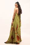 Shop_Kritika Murarka_Green Viscose Crepe Printed Floral Halter Maxi Dress  _at_Aza_Fashions